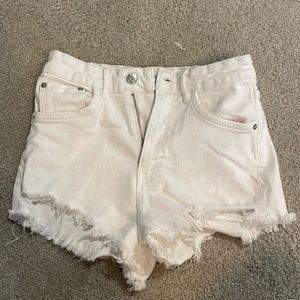 Zara white cutoff denim shorts, 2